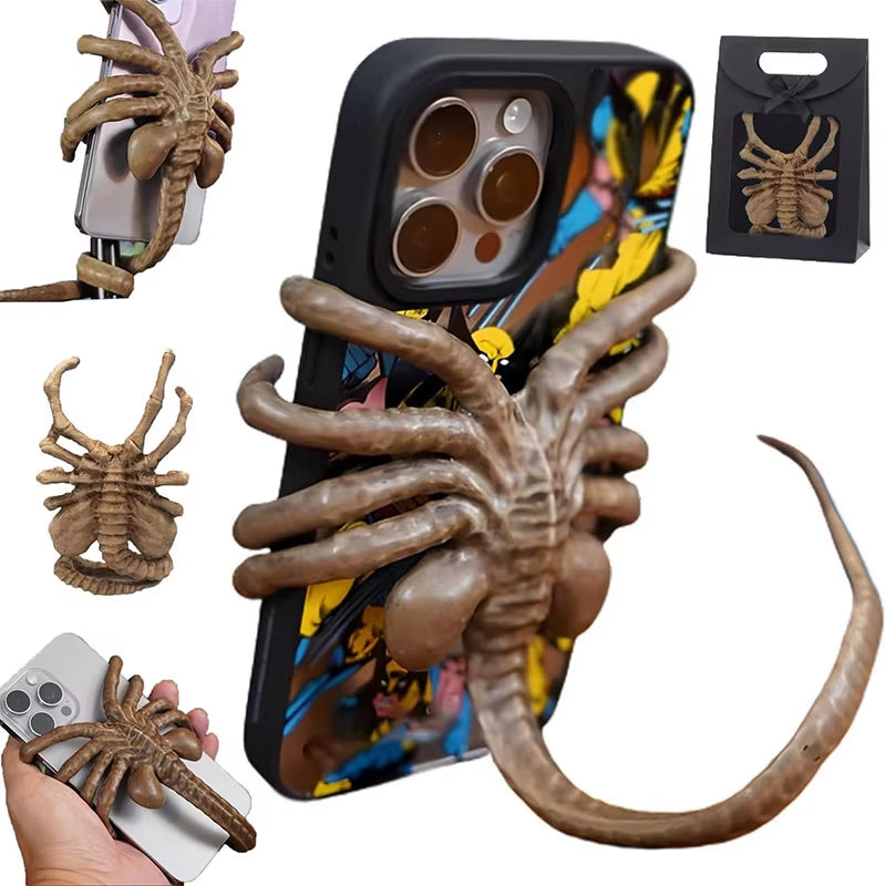 Alien Phone Holder, Creative Decorative Phone Holder Ornament Science Fiction Thriller Movie Facehugger Phone Holder Halloween