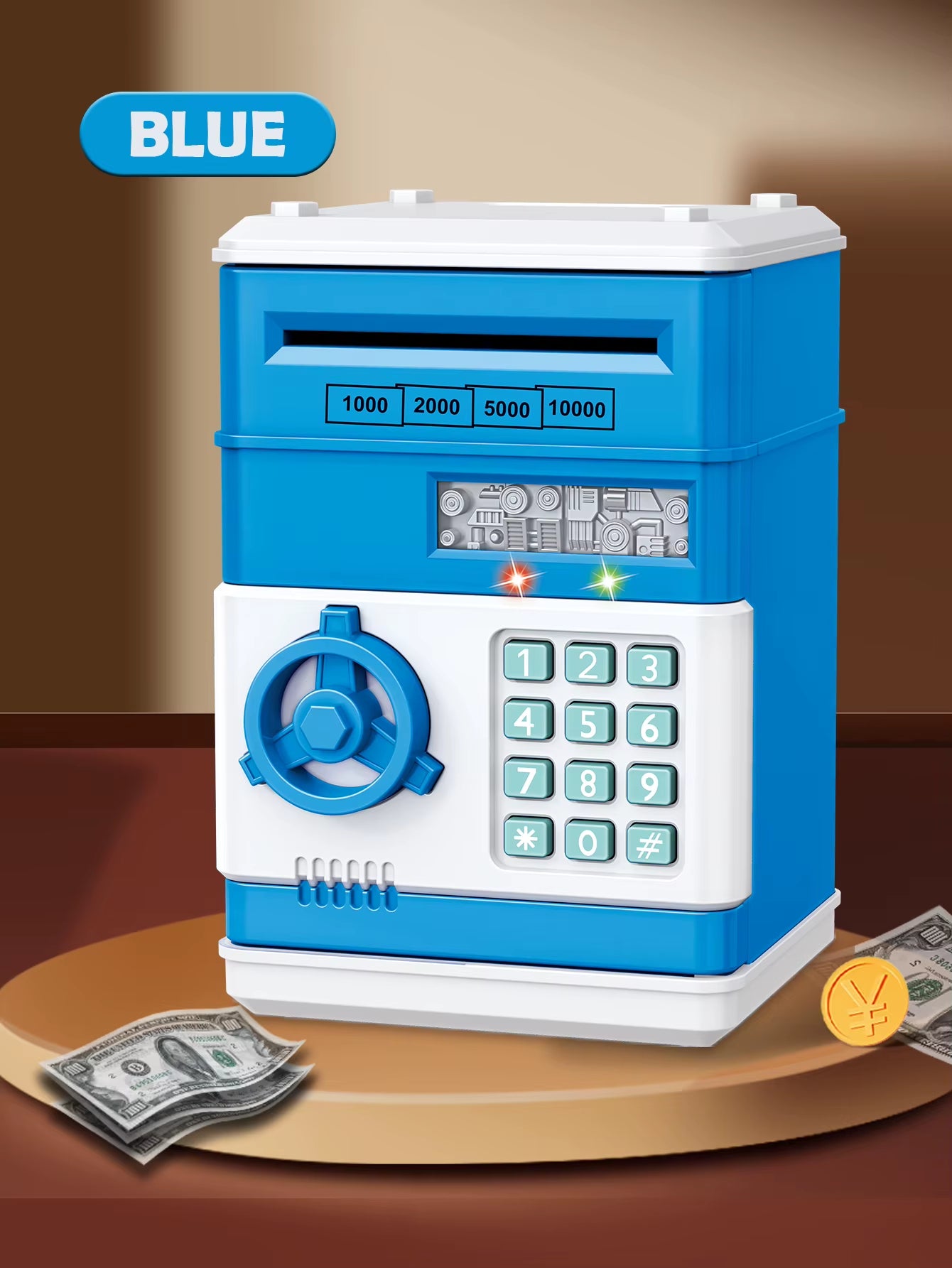 ATM Password Piggy Bank, Electronic Kids Money Bank Coin Can Auto Scroll Paper Money Saving Box Gifts for 3+ Boys and Girls