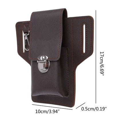Men Vintage Leather Waist Bag Phone Pouch Sport Belt Hip Belt Hook Loop Holster Wallet Carry Case Purse
