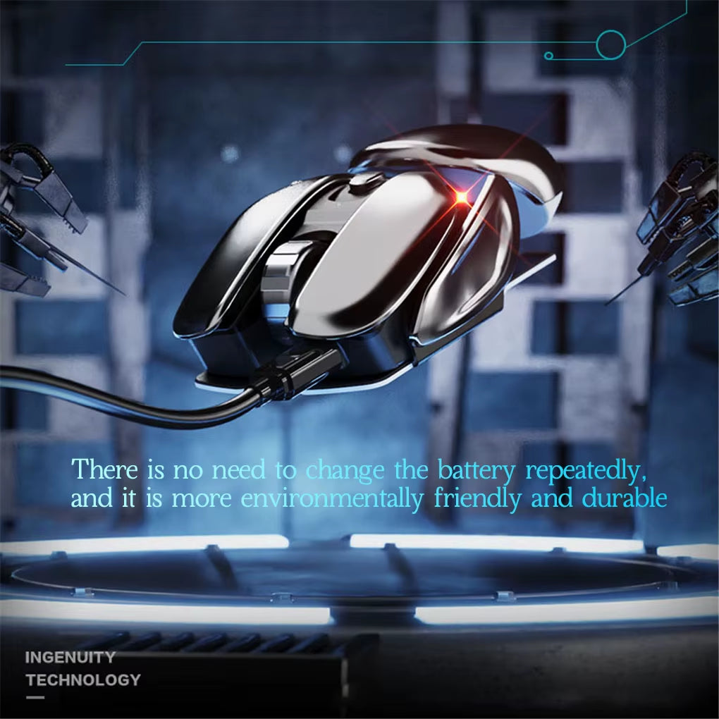 PX2 Wireless 2.4G Aluminum Mouse with 1600 DPI, 6 Buttons - Lightweight Design for PC, Laptop, Gaming, and Office Use