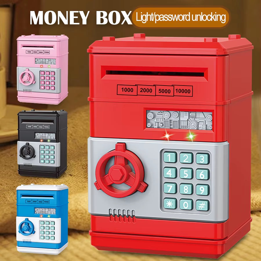 ATM Password Piggy Bank, Electronic Kids Money Bank Coin Can Auto Scroll Paper Money Saving Box Gifts for 3+ Boys and Girls