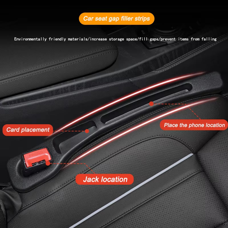 Car Seat Gap Filler and Seam Plug Strip - Leak-Proof Filling Solution for All Vehicle Models - Wallet and Phone Holder Car Accessory