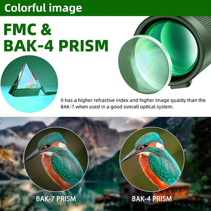 80x100 High Definition Zoom Monocular Telescope with Tripod and Phone Clip for Hunting and Camping