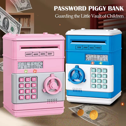 ATM Password Piggy Bank, Electronic Kids Money Bank Coin Can Auto Scroll Paper Money Saving Box Gifts for 3+ Boys and Girls