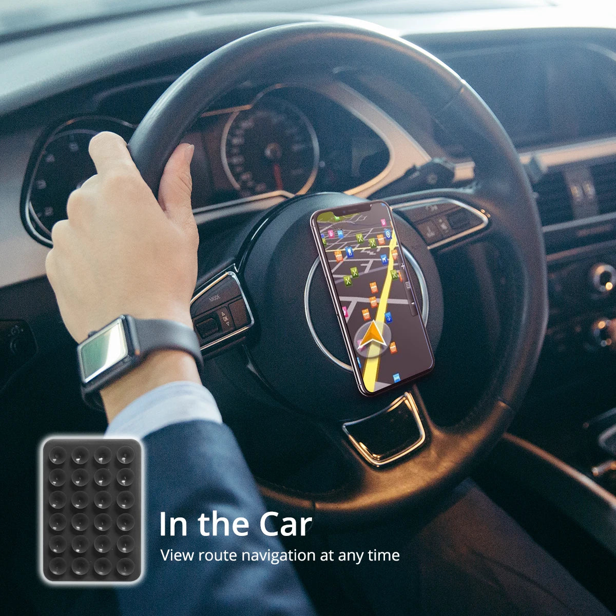 GUUGEI Multifunctional Silicone Suction Phone Holder with Anti-Slip Square Wall Stand and Leather Case Mount