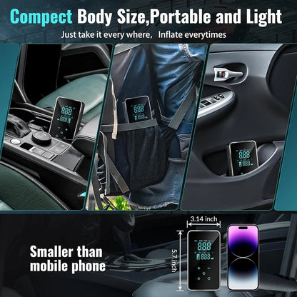 Tire Inflator Portable Air Compressor-18000Mah-Portable Air Pump-150 Psi Tire Pump with Touch Screen/Gauge/Light for Car, Motorcycle, Bike, Ball