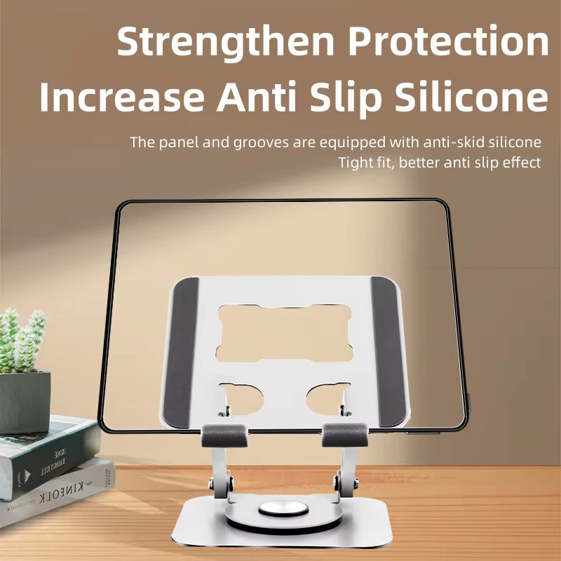 360-Degree Rotating iPad Stand - Adjustable Tablet Holder for Desk and Portable Use, Ideal Office Accessory