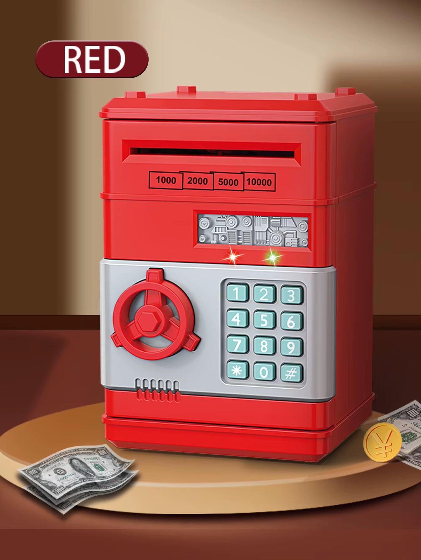 ATM Password Piggy Bank, Electronic Kids Money Bank Coin Can Auto Scroll Paper Money Saving Box Gifts for 3+ Boys and Girls