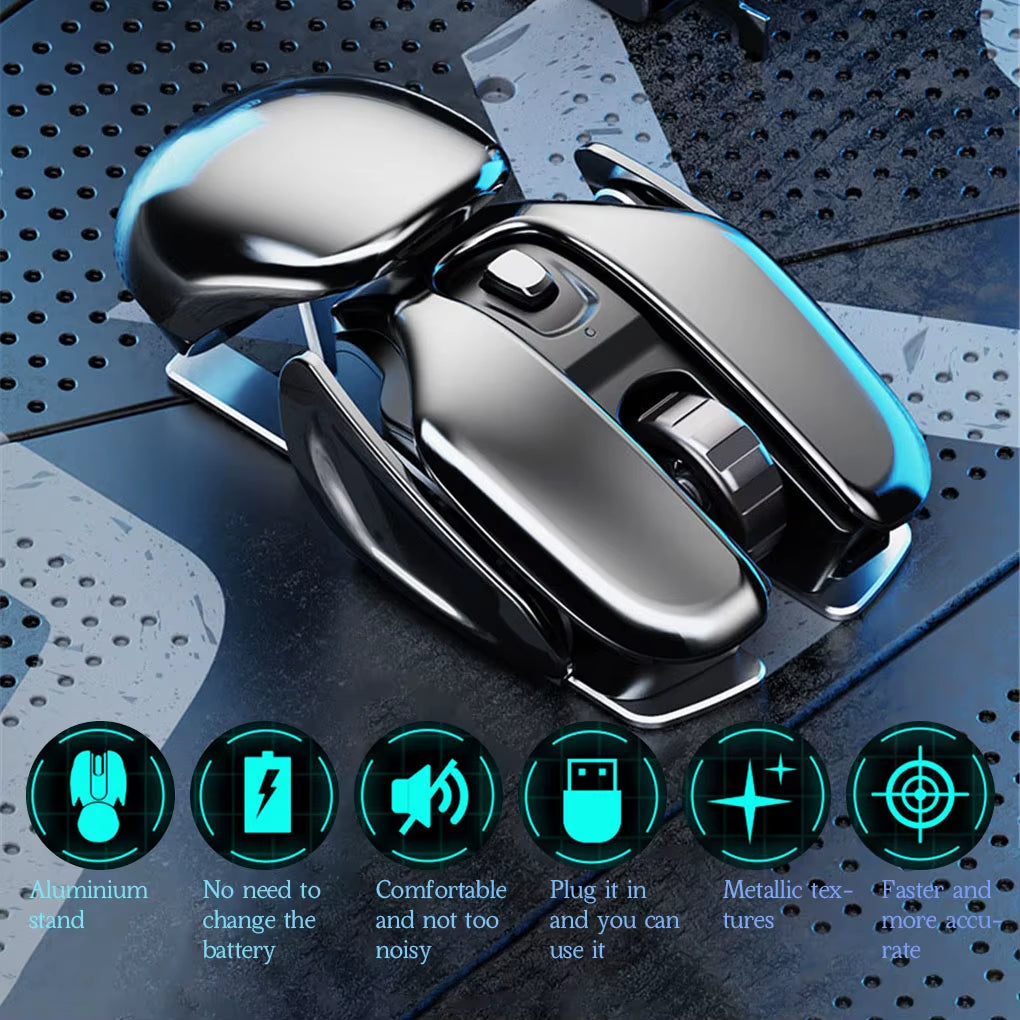 PX2 Wireless 2.4G Aluminum Mouse with 1600 DPI, 6 Buttons - Lightweight Design for PC, Laptop, Gaming, and Office Use