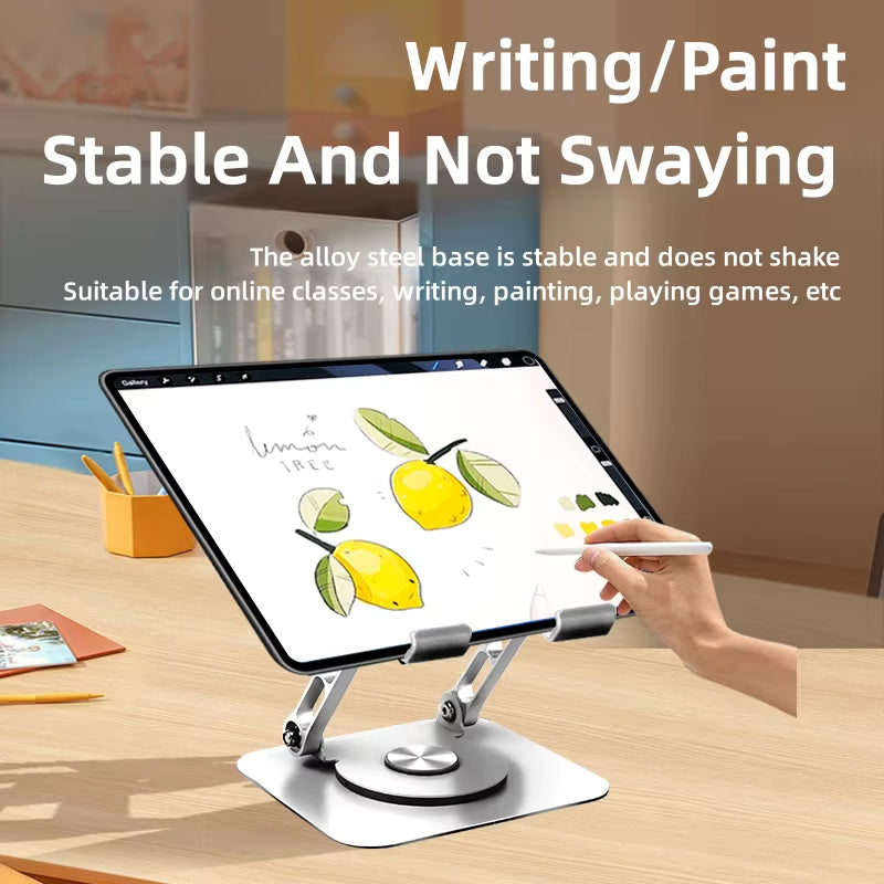 360-Degree Rotating iPad Stand - Adjustable Tablet Holder for Desk and Portable Use, Ideal Office Accessory