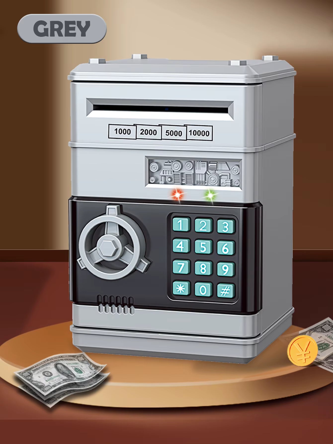 ATM Password Piggy Bank, Electronic Kids Money Bank Coin Can Auto Scroll Paper Money Saving Box Gifts for 3+ Boys and Girls